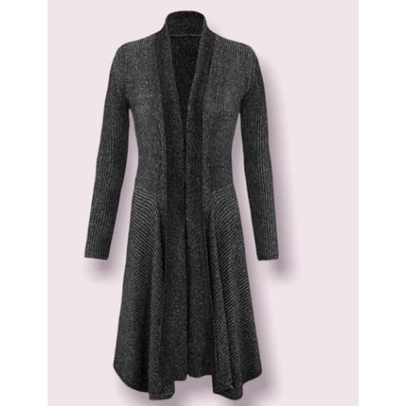 Cabi Cloak Cardigan Sweater Duster Length Black Marble Cable Knit Women Sz M - Picture 10 of 10